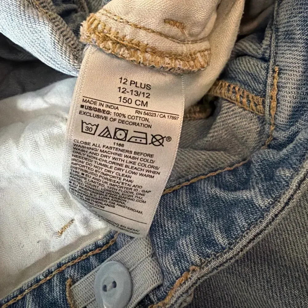 Gap Kids Butterfly Patch Wide Leg Jeans Y2K Denim Boho Aesthetic Sz Kids 12 Plus